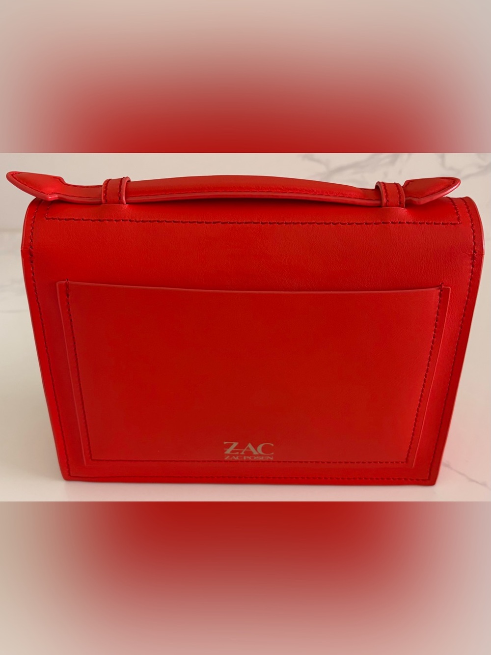 Zac Posen Red Leather Top Handle Flap Shoulder Crossbody Bag